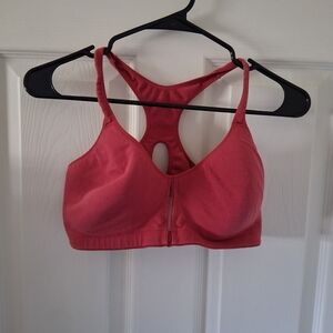 Hanes Front-Zip Racerback Sports Bra - Coral Pink
